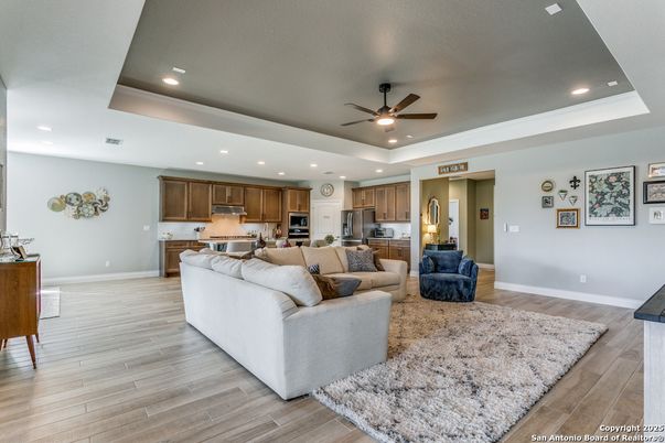 Interior, Kitchen, Living room, Recessed Lighting, Stainless Steel Appliances, Wood Texture Flooring