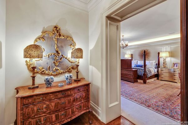 Bedroom, Chandelier, Interior, Wood Texture Flooring