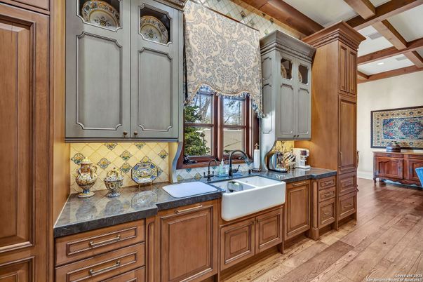 Interior, Kitchen, Recessed Lighting, Wooden Beams, Wood Texture Flooring