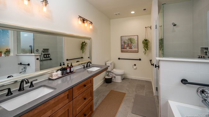 Bathroom, Dual Sink Vanities, Glass Shower, Interior, Recessed Lighting