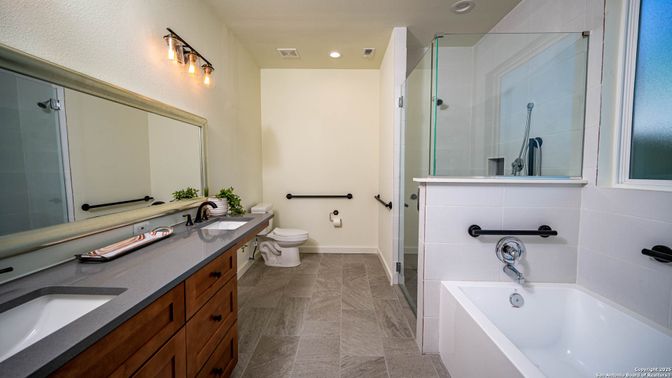 Bathroom, Dual Sink Vanities, Glass Shower, Interior, Recessed Lighting