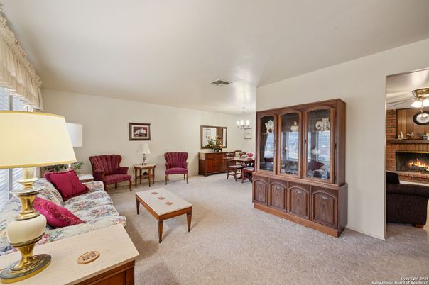 Chandelier, Dining room, Fireplace, Interior, Living room