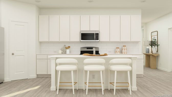 Interior, Kitchen, Recessed Lighting, Wood Texture Flooring