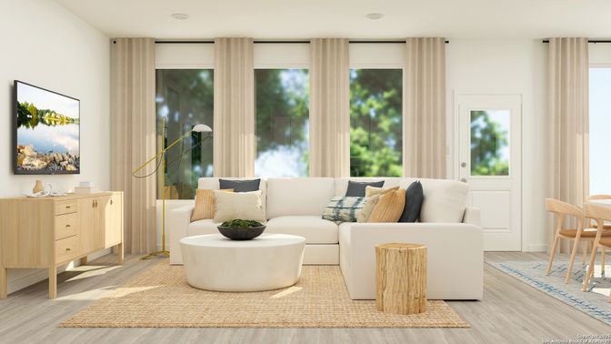 Interior, Living room, Recessed Lighting, Wood Texture Flooring