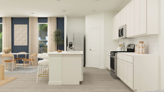 Interior, Kitchen, Recessed Lighting, Wood Texture Flooring
