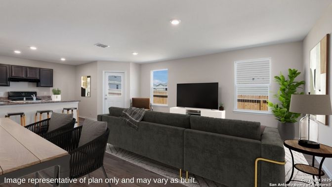 Interior, Kitchen, Living room, Recessed Lighting, Wood Texture Flooring