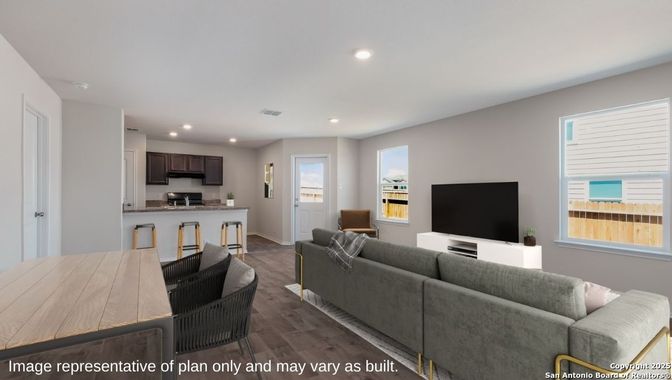 Interior, Kitchen, Living room, Recessed Lighting, Stainless Steel Appliances, Wood Texture Flooring