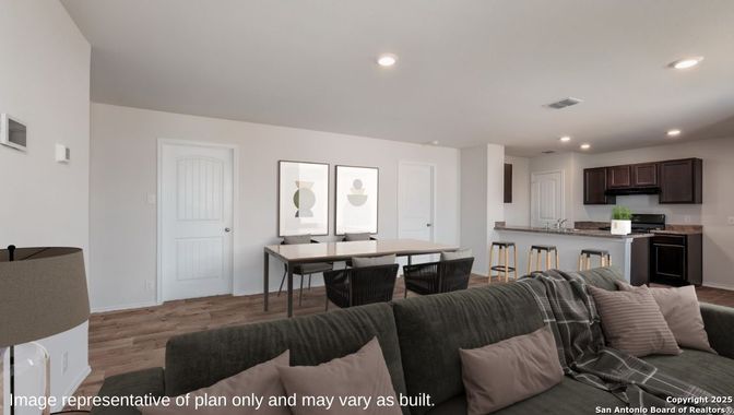 Dining room, Interior, Kitchen, Recessed Lighting, Wood Texture Flooring