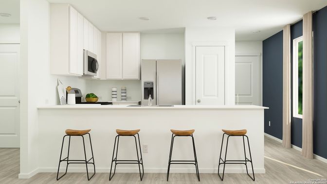 Interior, Kitchen, Recessed Lighting, Wood Texture Flooring
