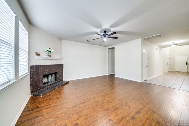 Empty room, Fireplace, Interior, Wood Texture Flooring