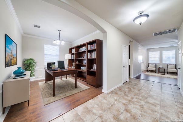 Home Office, Interior, Pendant Lights, Wood Texture Flooring