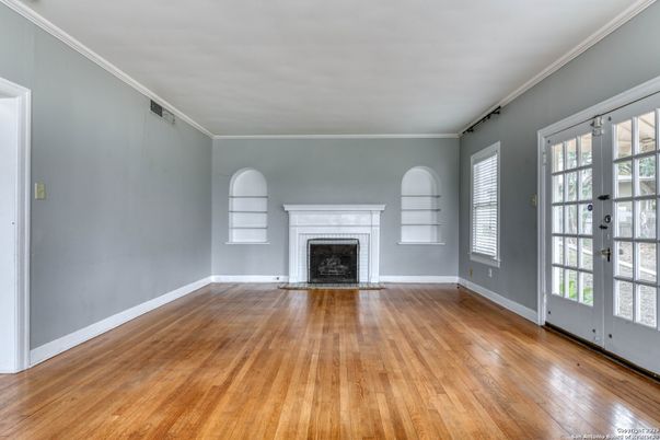 Empty room, Fireplace, Interior, Wood Texture Flooring