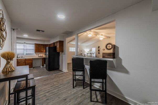 Interior, Kitchen, Recessed Lighting, Wood Texture Flooring