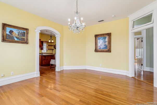 Chandelier, Empty room, Interior, Pendant Lights, Wood Texture Flooring