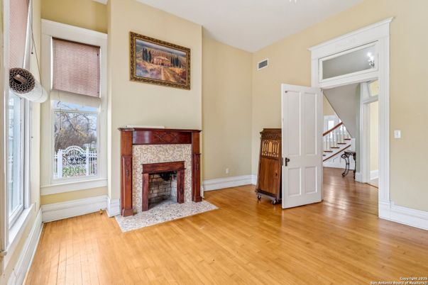 Fireplace, Interior, Wood Texture Flooring