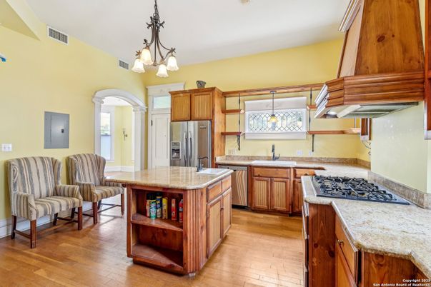 Chandelier, Interior, Kitchen, Pendant Lights, Wood Texture Flooring