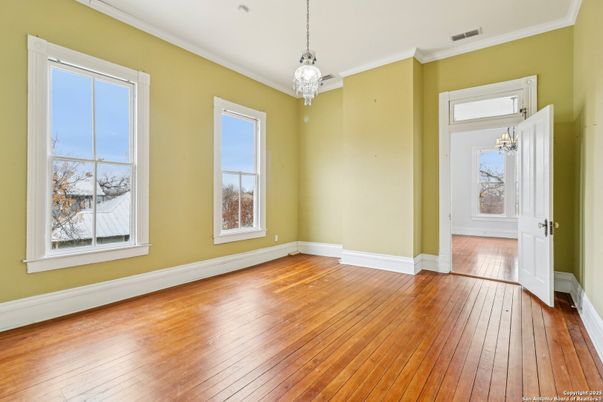 Chandelier, Empty room, Interior, Pendant Lights, Wood Texture Flooring