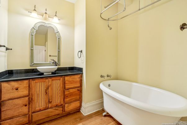 Bathroom, Free Standing Baths, Interior, Wood Texture Flooring