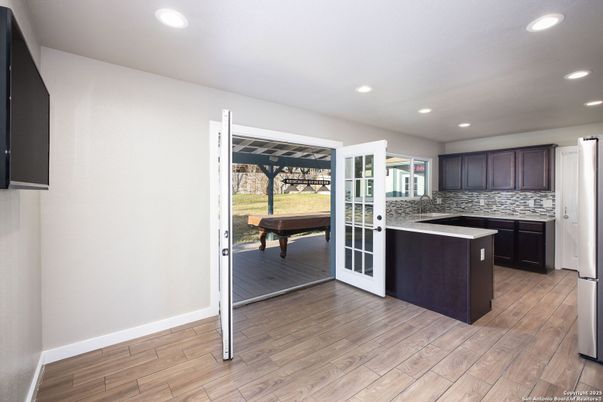 Interior, Kitchen, Recessed Lighting, Wood Texture Flooring