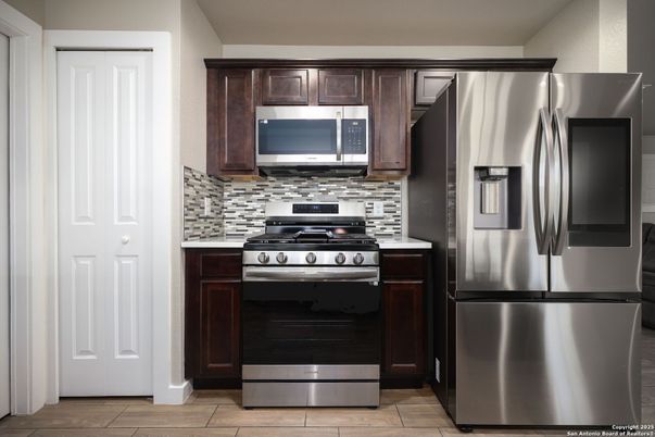 Interior, Kitchen, Stainless Steel Appliances, Wood Texture Flooring