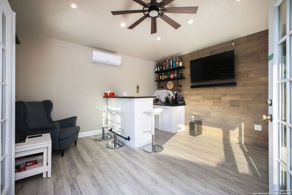 Interior, Recessed Lighting, Wood Texture Flooring, Wooden Walls
