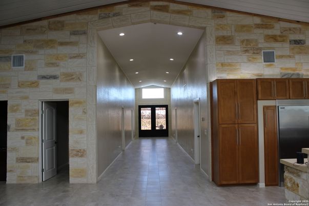 Elevator, Interior, Recessed Lighting, Stone Walls