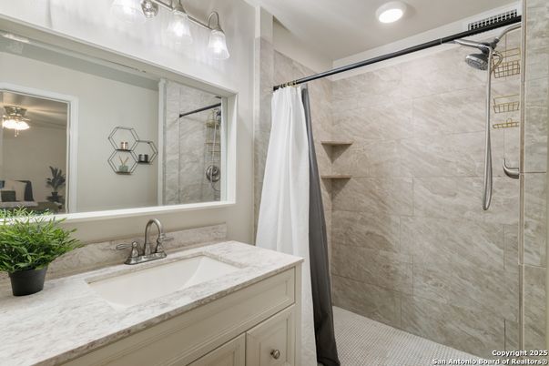 Bathroom, Glass Shower, Interior, Recessed Lighting