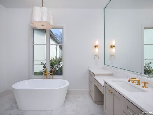 Bathroom, Dual Sink Vanities, Free Standing Baths, Interior, Marble