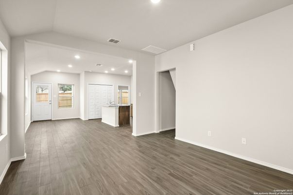 Empty room, Interior, Recessed Lighting, Wood Texture Flooring