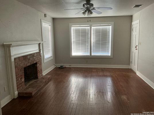 Empty room, Fireplace, Interior, Wood Texture Flooring