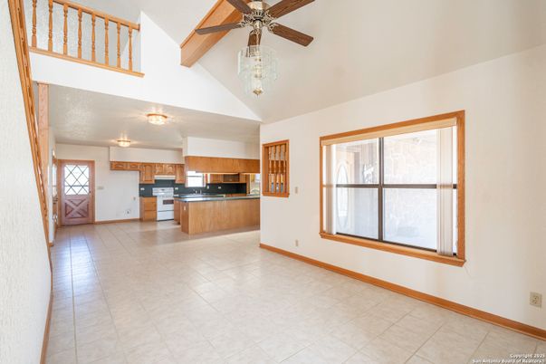 Chandelier, Interior, Kitchen, Stainless Steel Appliances, Wooden Beams
