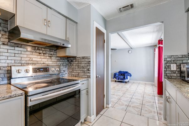 Interior, Kitchen, Stainless Steel Appliances, Stone Walls