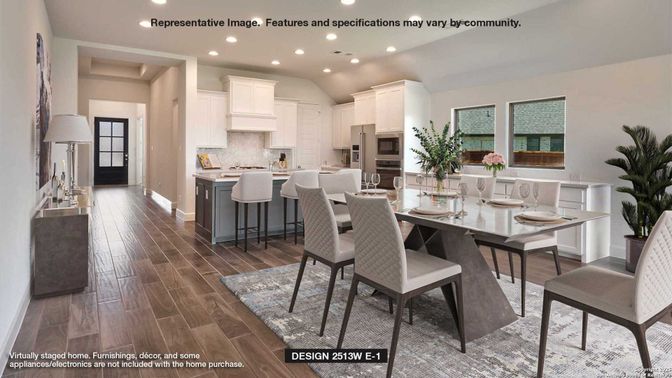 Dining room, Interior, Kitchen, Recessed Lighting, Stainless Steel Appliances, Wood Texture Flooring