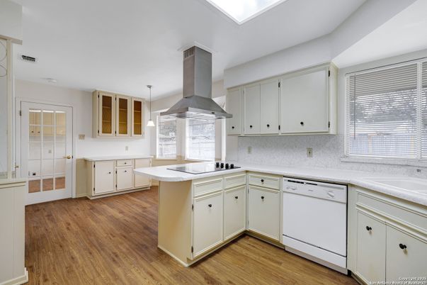 Interior, Kitchen, Pendant Lights, Wood Texture Flooring