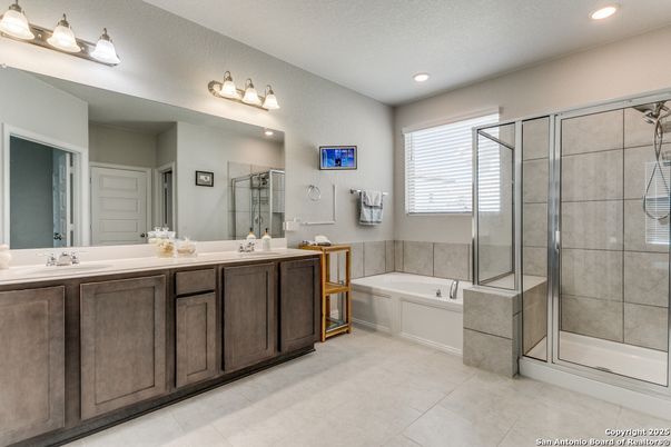 Bathroom, Dual Sink Vanities, Glass Shower, Interior, Recessed Lighting