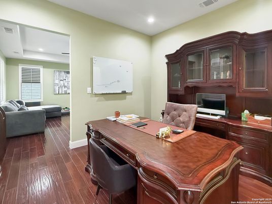 Home Office, Interior, Recessed Lighting, Wood Texture Flooring