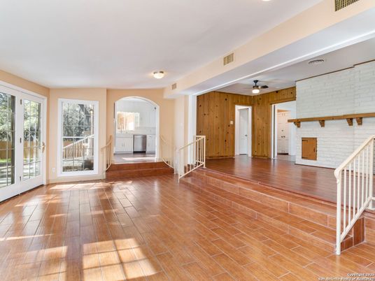 Empty room, Interior, Stone Walls, Wood Texture Flooring