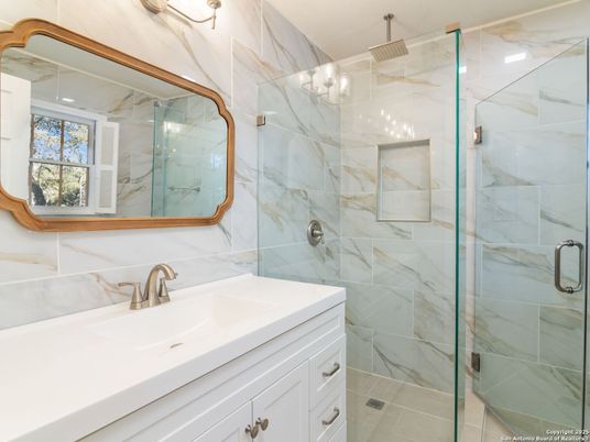 Bathroom, Glass Shower, Interior, Marble Walls