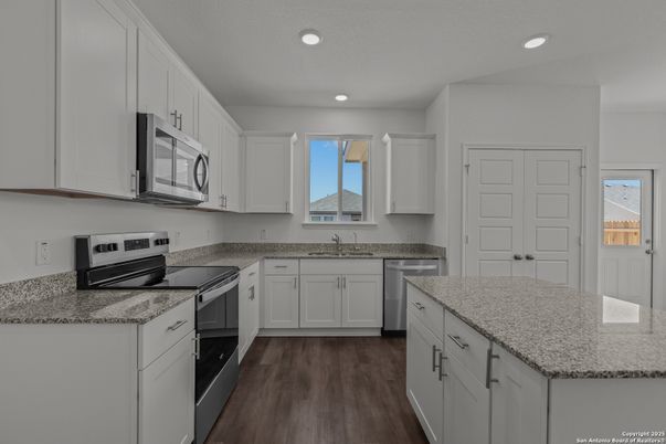 Interior, Kitchen, Recessed Lighting, Wood Texture Flooring