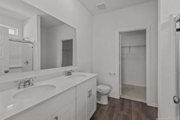 Bathroom, Dual Sink Vanities, Interior, Wood Texture Flooring