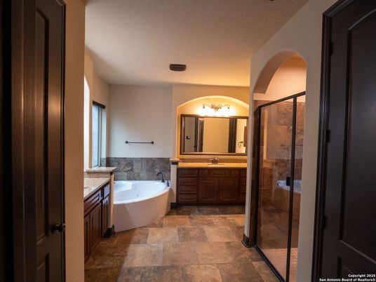 Bathroom, Dual Sink Vanities, Free Standing Baths, Glass Shower, Interior