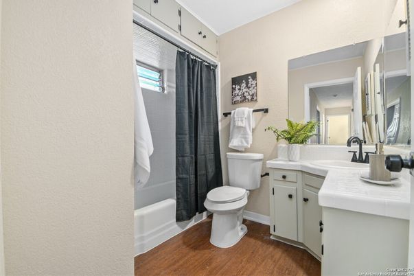 Bathroom, Interior, Tile Countertops, Wood Texture Flooring