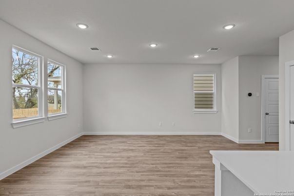 Empty room, Interior, Recessed Lighting, Wood Texture Flooring