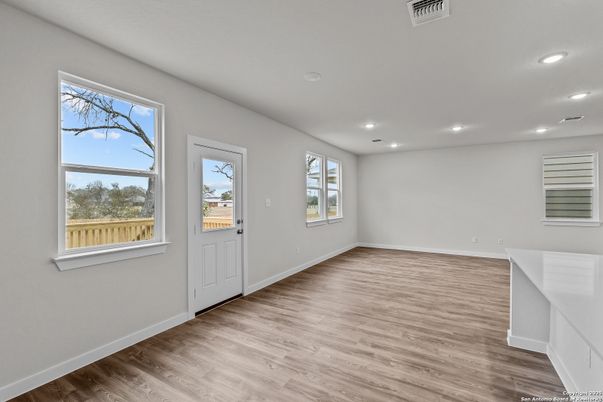 Empty room, Interior, Recessed Lighting, Wood Texture Flooring