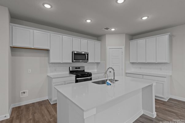 Interior, Kitchen, Recessed Lighting, Wood Texture Flooring