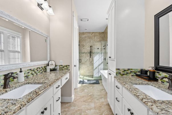 Bathroom, Dual Sink Vanities, Glass Shower, Interior