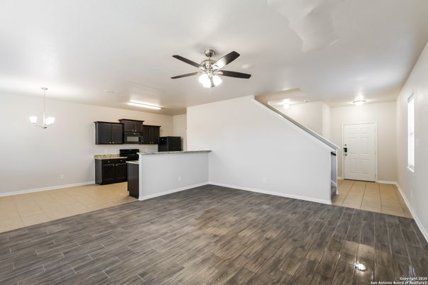 Interior, Kitchen, Pendant Lights, Wood Texture Flooring