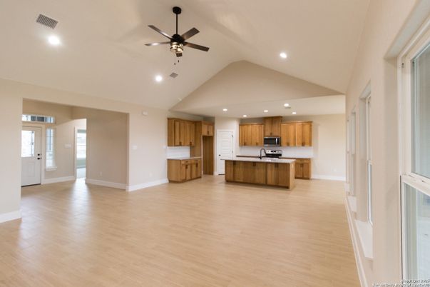 Interior, Kitchen, Recessed Lighting, Wood Texture Flooring
