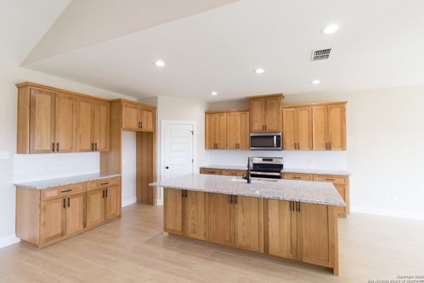 Interior, Kitchen, Recessed Lighting, Wood Texture Flooring