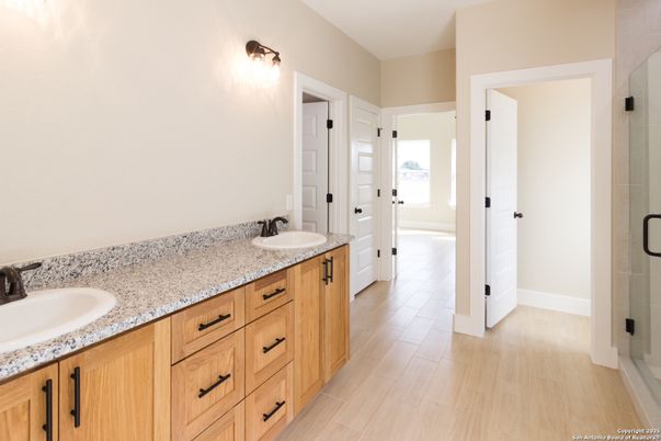 Bathroom, Dual Sink Vanities, Interior, Wood Texture Flooring
